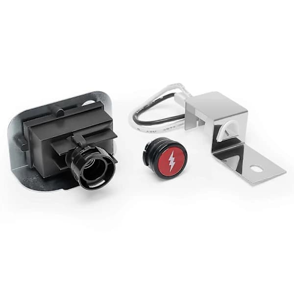 Gas Grill Ignition Kit Replacement for Weber Q1200 Q2200, 2-Pole Electronic Ignition With Button Electrode Cable, Silver