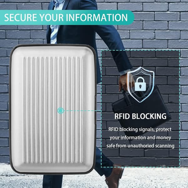 2 kpl (musta+hopea) minikorttikotelo RFID-suojauksella Al