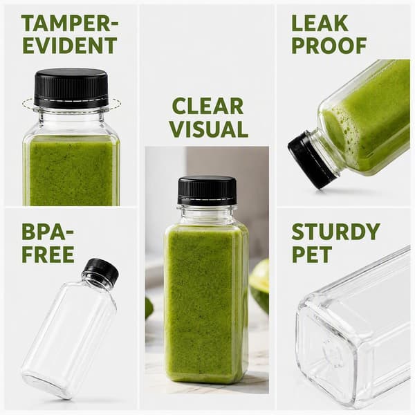 25-pack 8 oz plastjuiceflaskor med lock, läckagesäkra - 8oz 8oz