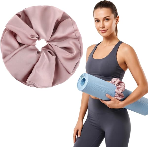 Yogamatte Scrunchie, Stilig Elastisk Holder for Standardmatter Søtt Tilbehør (Rosa)