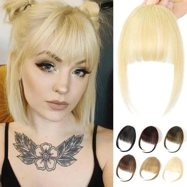 Clip-in-bangs. 100% real hair, thin bangs with clip-in attachment