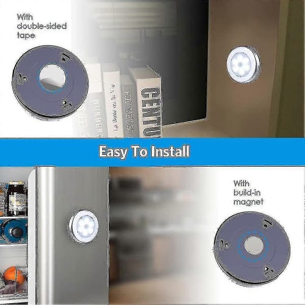 6-pak Bevægelsessensorlampe. Garderobelampe. LED-sensorlamper. Batteridrevet Newway