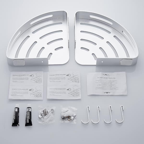Silver Triangle 2 Tier Shower Shelf Bathroom Free Drilling Kitchen