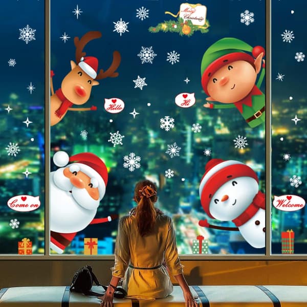Christmas Window Decals Snowman Christmas Removable Wall Decals