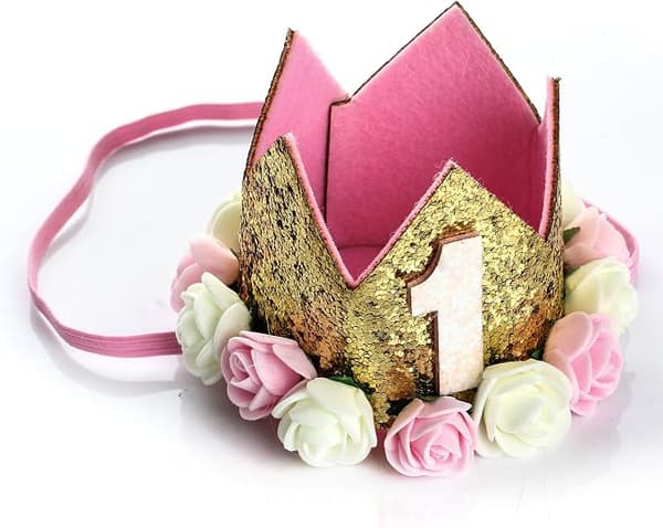 Babykronehatt (rosa og hvite blomster \"1\") Ferie Bursdag Par
