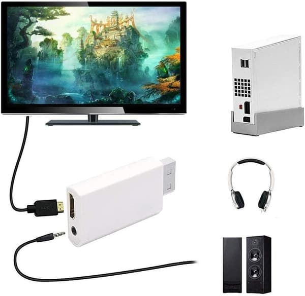 1PC Vit Wii til HDMI-konverter wii til hdmi-adapter wii2 til hdmi