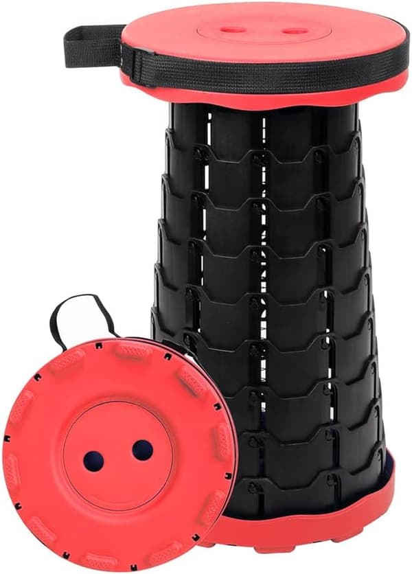 Foldable Telescopic Stool Portable, Collapsible Stool for Adults, Upgraded Foldable Folding Seats with 550 lbs Load Capacity, Red