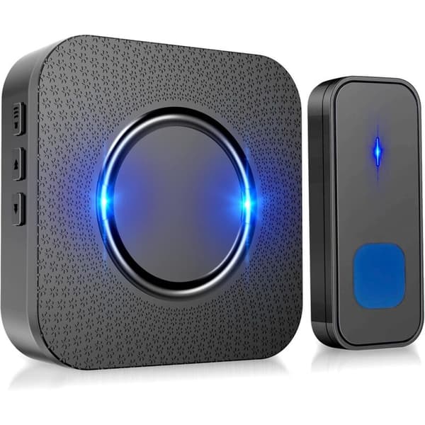 Wireless Doorbell, IP55 Waterproof, 300m Range, 55 Customizable Melodies, 5 Volume Levels, Quick Wireless Installation