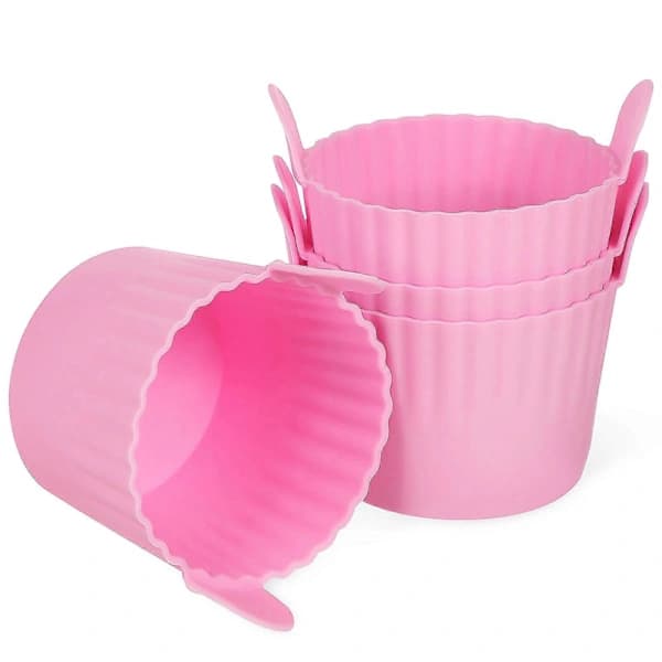 4 stk. silikone muffinforme Cupcake silikoneforme Cupcakeforme Bageforme Bagekopper til Airfryer som vist 7.50X7.00X7.00CM