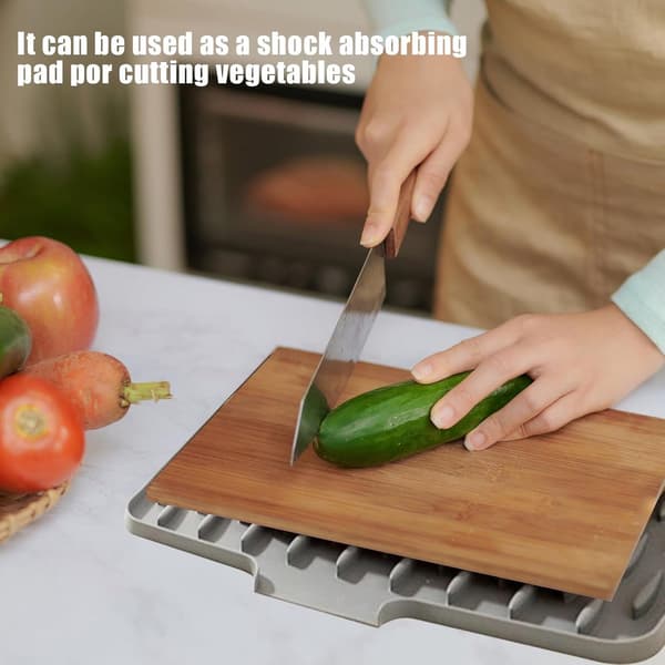 40*32cm Silicone Drain Mat - Non-Slip, Heat-Resistant Drying Rack - for Kitchen Utensils, Fruit - Grey