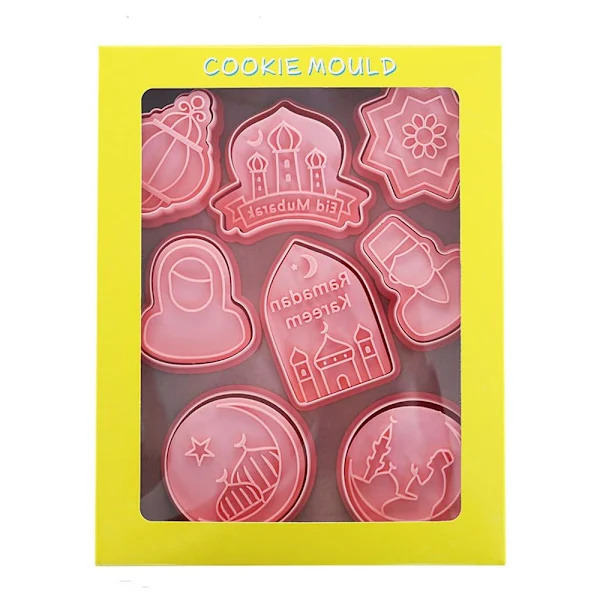 8-pack Kakformar Eid Mubarak 3D Degutstickare