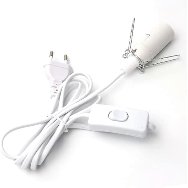 Ny kabel for saltlampe med bryter 2024 - E14-1,8 m - Saltlampefot, hvit