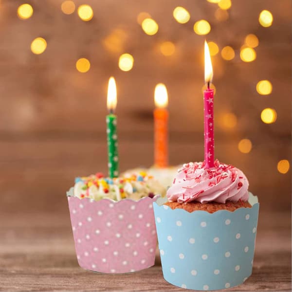 Rosa, blå - 100 cupcakeformar, cupcakeformar för födelsedag