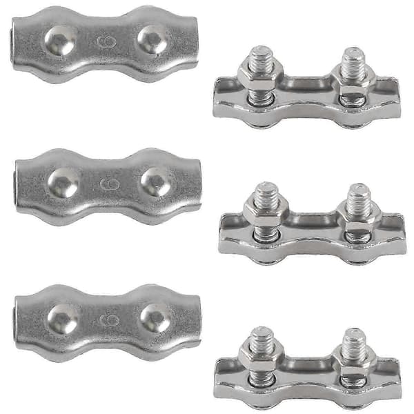 6 stk. M6 Duplex Clips Kabelbånd 304 Rustfrit Stål Duplex Rebklemmer.