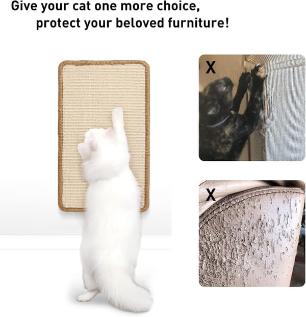 Cat Scratch Mat, 40 x 30 cm Natural Sisal Cat Scratch Mats, Horizontal Cat Floor Scratch Pad Mat, Protect Carpets and Sofas - Beige