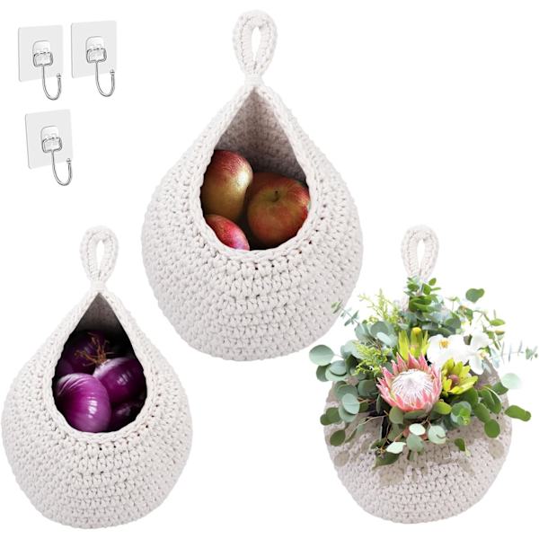 3-pack Hanging Woven Storage Baskets for Space Storage in Kitchen Bathroom
