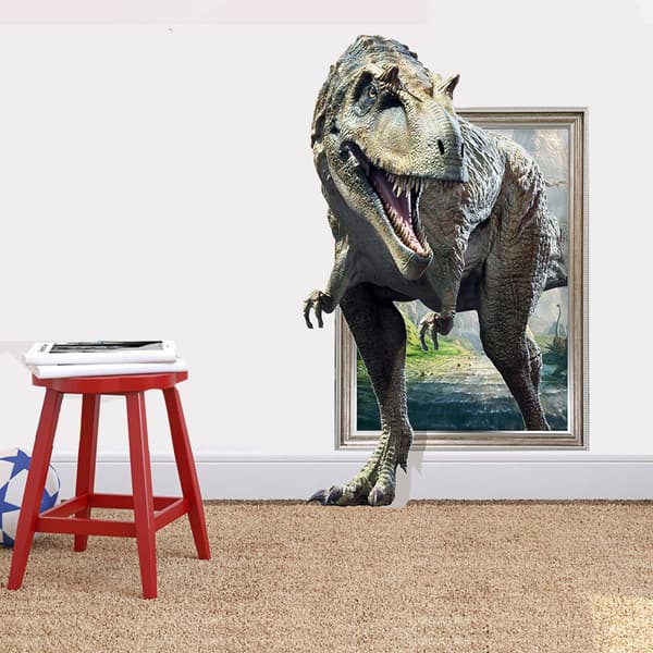 3D Trasig Vägg Realistisk Dinosaurie Sovrum Vardagsrum Barn