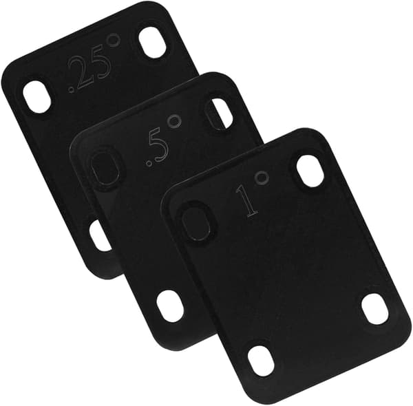 3-pack gitarrhalsbrickor, svart nylonpackning halsbrickskydd, 0,25°, 0,5°, 1° graders halsplattaverktyg för gitarrbasreparation