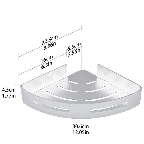 Silver Triangle 2 Tier Shower Shelf Bathroom Free Drilling Kitchen