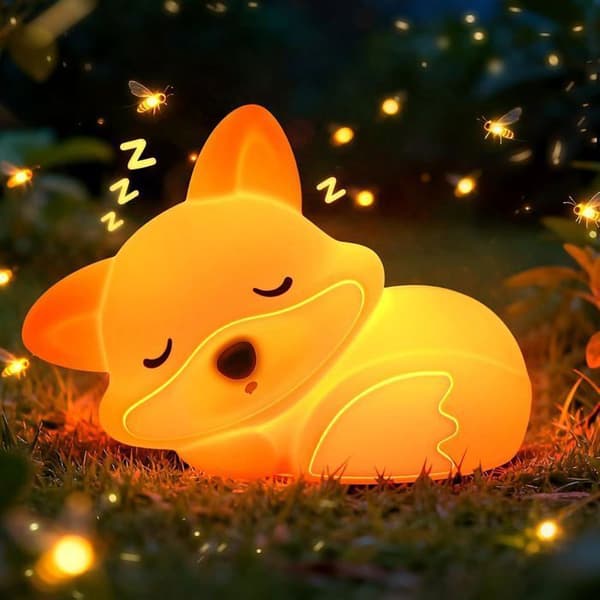 1 Silicone Fox Night Light, Rechargeable Touch Sensitive with Adjustable LED, Soft Night Light for a Girl's or Child's Bedroom.