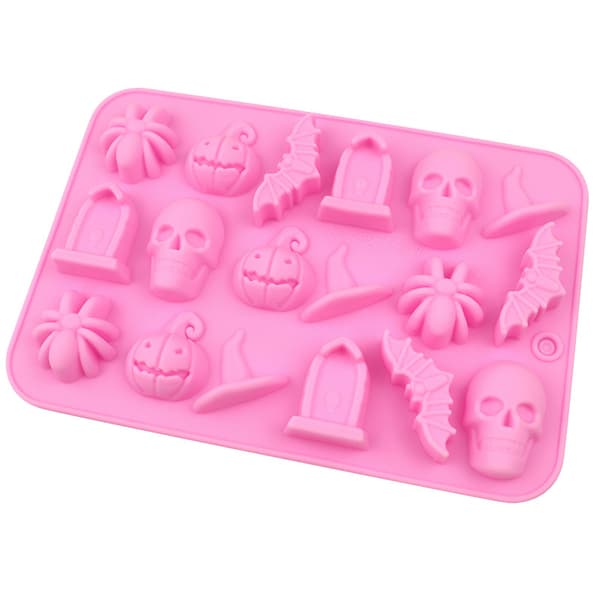 18-hul Halloween kranie- og edderkoppespindstema chokolade silikoneform