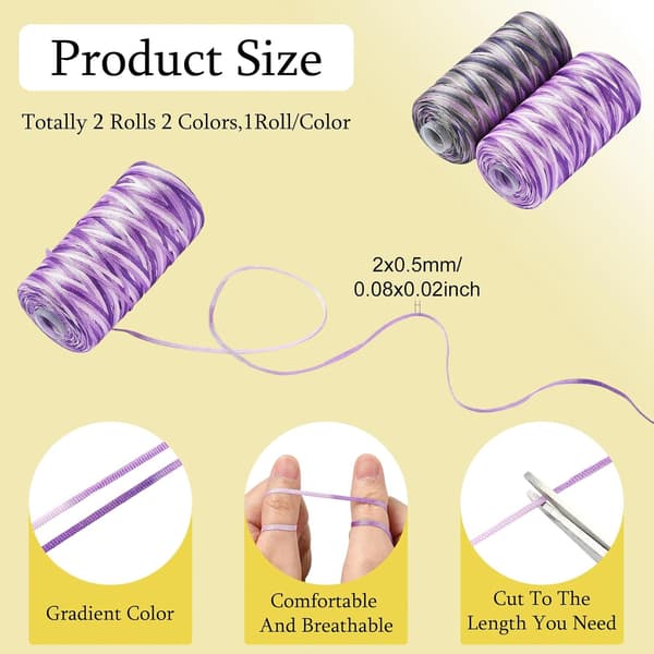 3 mm lila handvirkande garn issilke polyestertråd Purple