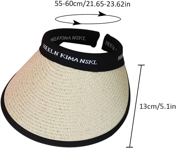 Solskjermhatt i strå for kvinner, sommerhatt med bred brem UV-beskyttelse justerbar for utendørs Off-white Medium Off-white Medium