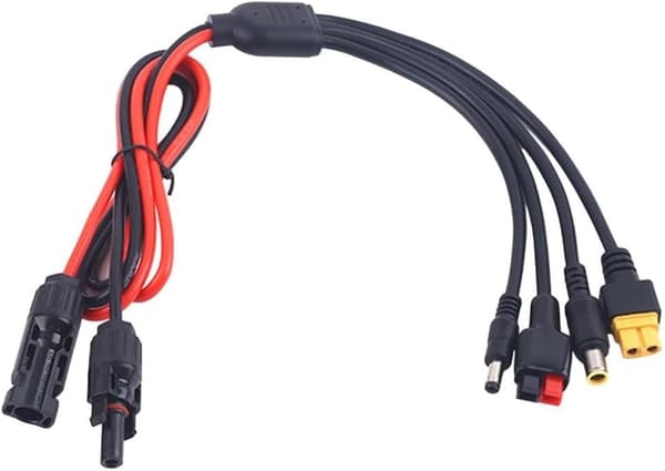 Koblingsadaptere 4-i-1 XT60 og DC5521/DC7909-innganger, optimalisert solcellepanelsett for