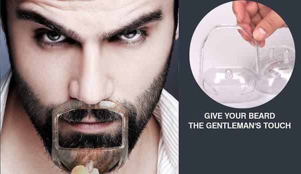 (Vit) 5 størrelser Goatee Barberingsmal Bartguide Shaper Bart S