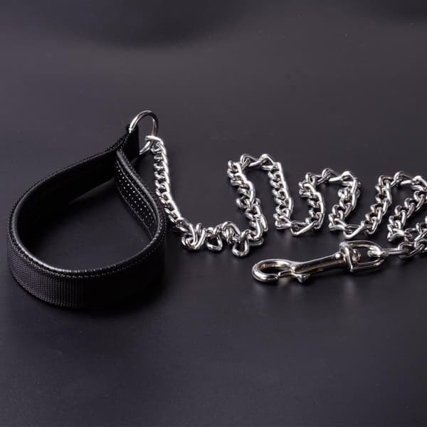 Anti-Bite Metal Dog Leash with PU Leather Handle for Small Medium Large Dogs, 180cm