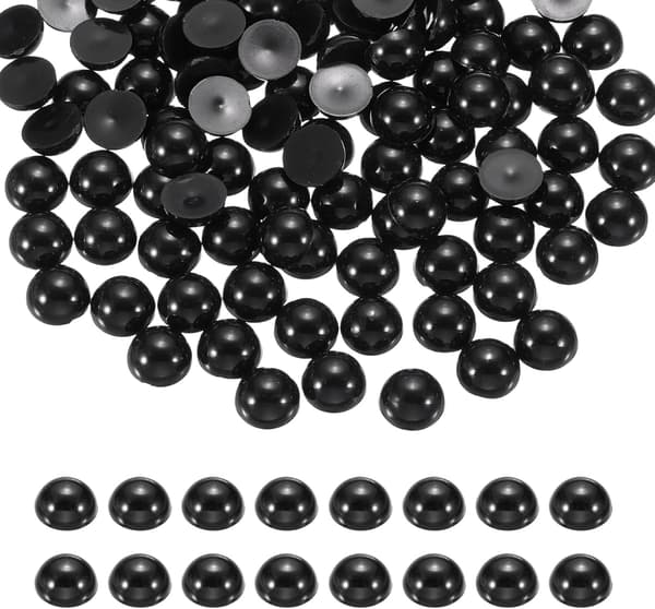 600 stk. halve perler til håndværk 600 stk. sorte sorte 8 mm Black