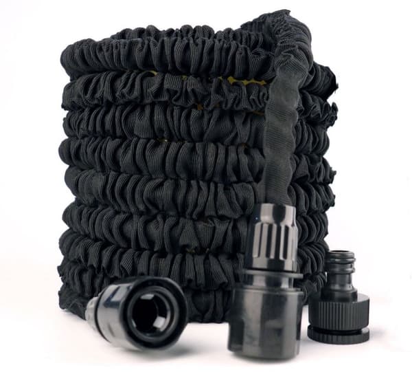 7.5m/25ft Black Expandable Garden Hose - with 8-Function Spray Nozzle for Home, Lawn, Car