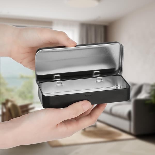 Iron Storage Box - Mini Hinged Box with Lid - for Needles, Candy, Jewelry, Crafts - 128*55*20 mm - Black