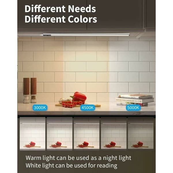 LED-köksbelysning under skåp med sensor, 60 cm, USB-uppladdningsbar, trådlös LED-ljuslist med magnetfäste