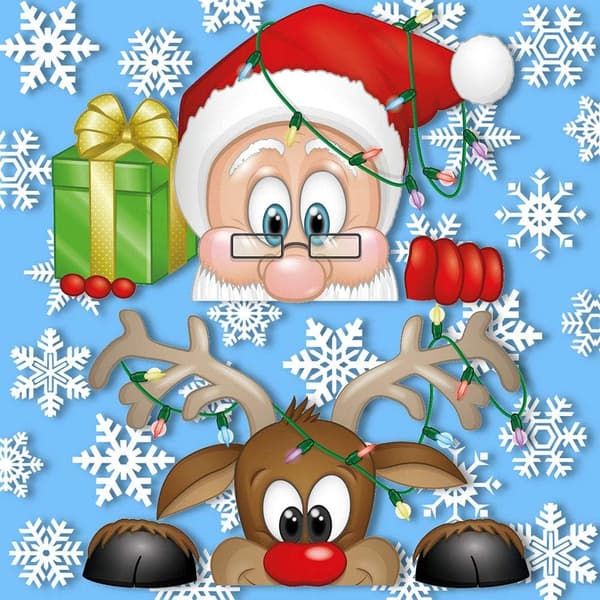 Christmas Window Decals Static Clings Removable Vinyl Santa Claus