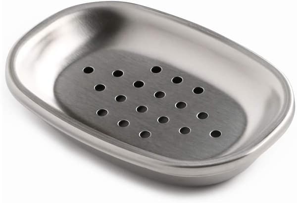 14×9,5×2,8 cm Double-Layer Stainless Steel Soap Dish for Kitchen and Bathroom