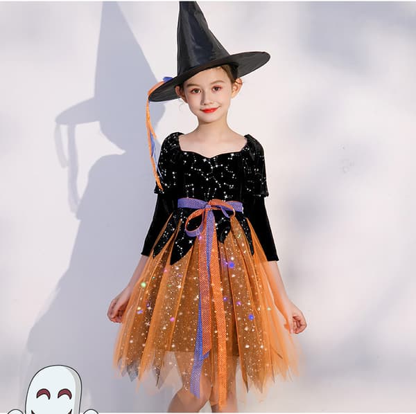 Flickhäxa utkledningsdrakt Halloween barn heks