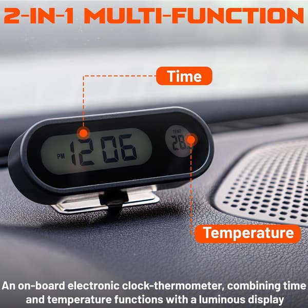 Bil Ur Termometer Bil Smart LED Digital Display Elektronisk Ur Termometer med Baggrundsbelysning