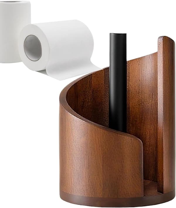 Wooden Paper Holder, Solid Wood Mountain Design, Tabletop Model for Kitchen, Bathroom, and Dining Room, Brown, 29 x 20 cm