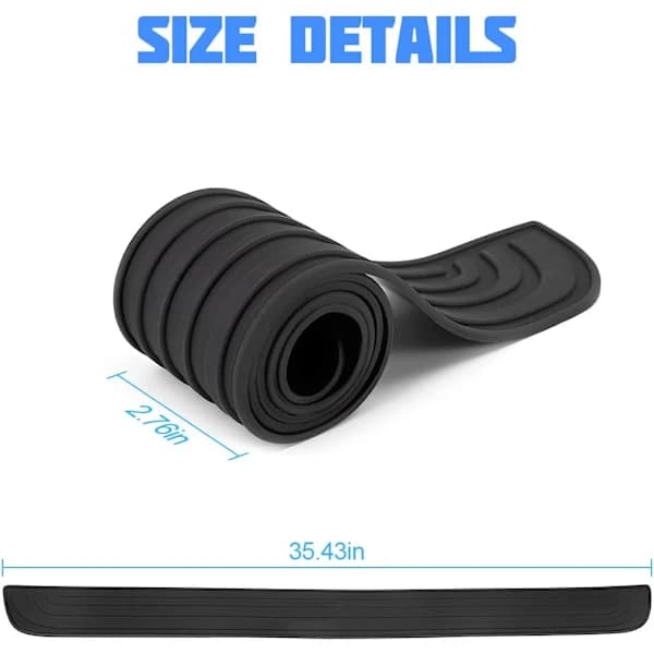 (pow yeah!) Rear Bumper Protector, 90cm x 7cm Rubber Trunk Guard, Fits Most Car Exterior Accessories (Black) 90*7