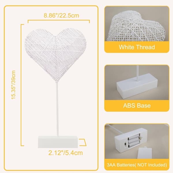 Heart-shaped Decorative Table Lamp, LED String Night Light for Bedroom Use, Battery-powered Desk Lamp for Valentine's Day.