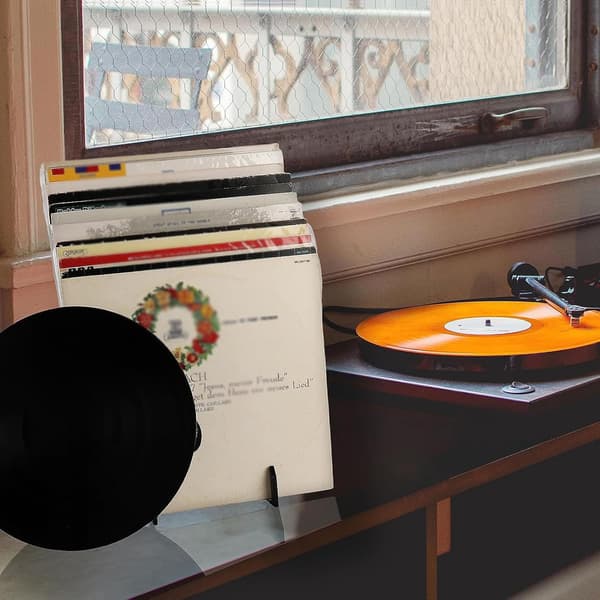 Vinylpladeopbevaringsstativ (sort), akryl opbevaringsboks, til bøger