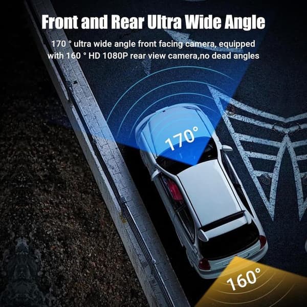 Car Camera, 1080P Dashcam Car Front Rear, 170° Angle 3 Channels with 64G SD, Night Vision, G-Sensor