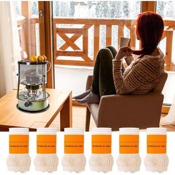 Replacement Wicks for Kerosene Heaters - 6-Pack - Woven Cotton - Clean and Odorless Combustion - For Stoves