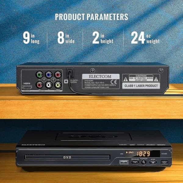 (pow yeah!) DVD Player for TV, Blu-ray DVD Player with Remote Control, HDMI Cable (includes cleaning cloth) Wigslar