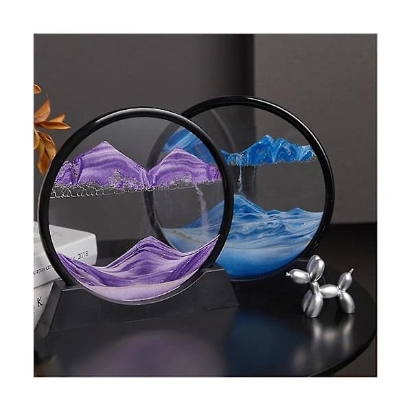 Rörlig Konst Bild Rund Timglas 3D Berg Motiv Display Flödande