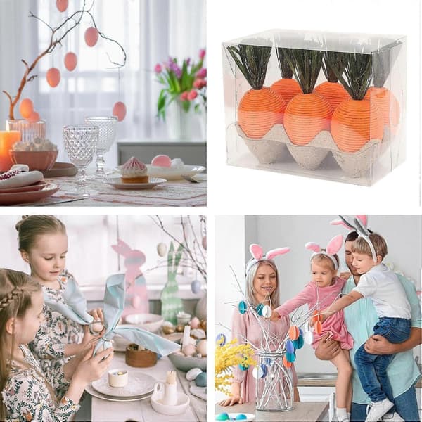 Carrot Decorations Easter 6-pack Table Decoration Artificial Carrots Rustic Style Spring Basket (FMY)