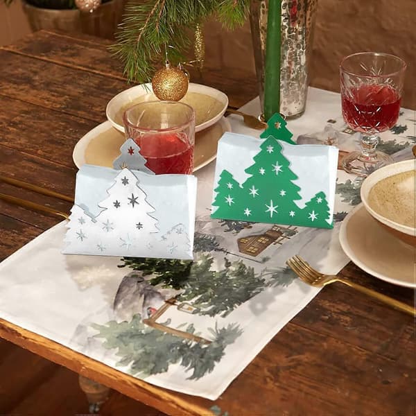 Servietholder i rustfrit stål, kreativ juletræsformet papirservietholder (Grøn)