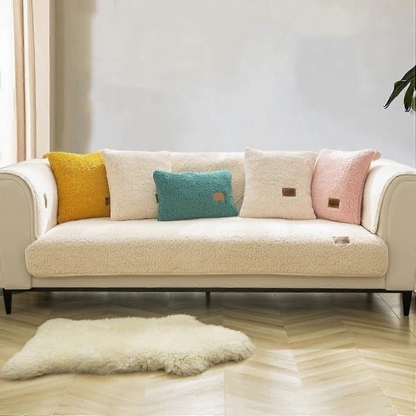 Sofaovertræk i fløjl 1 2 3 10 sæder, pudebetræk, blødt sofaovertræk L-form, skridsikkert sofabeskyttelse, hyggeligt sofaovertræk, hjørnesofa, sofabeskyttelse til do