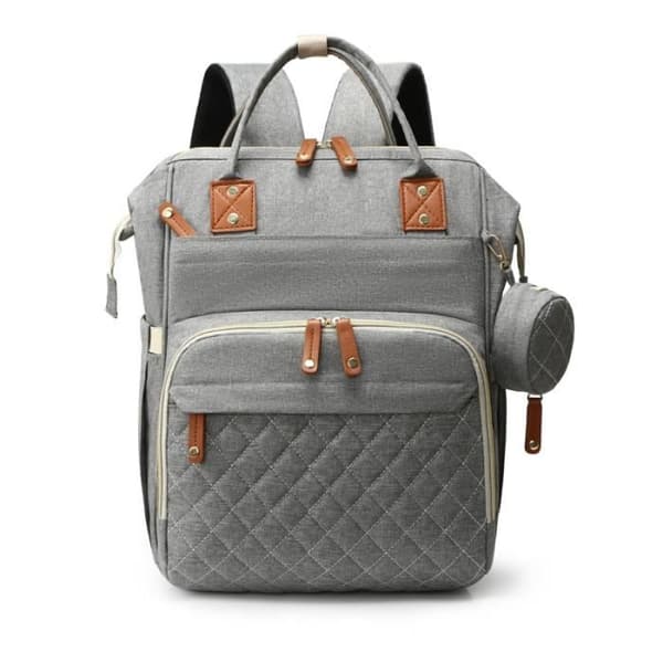 Baby Diaper Backpack - Ecent - Large Capacity - Waterproof - Light Grey
